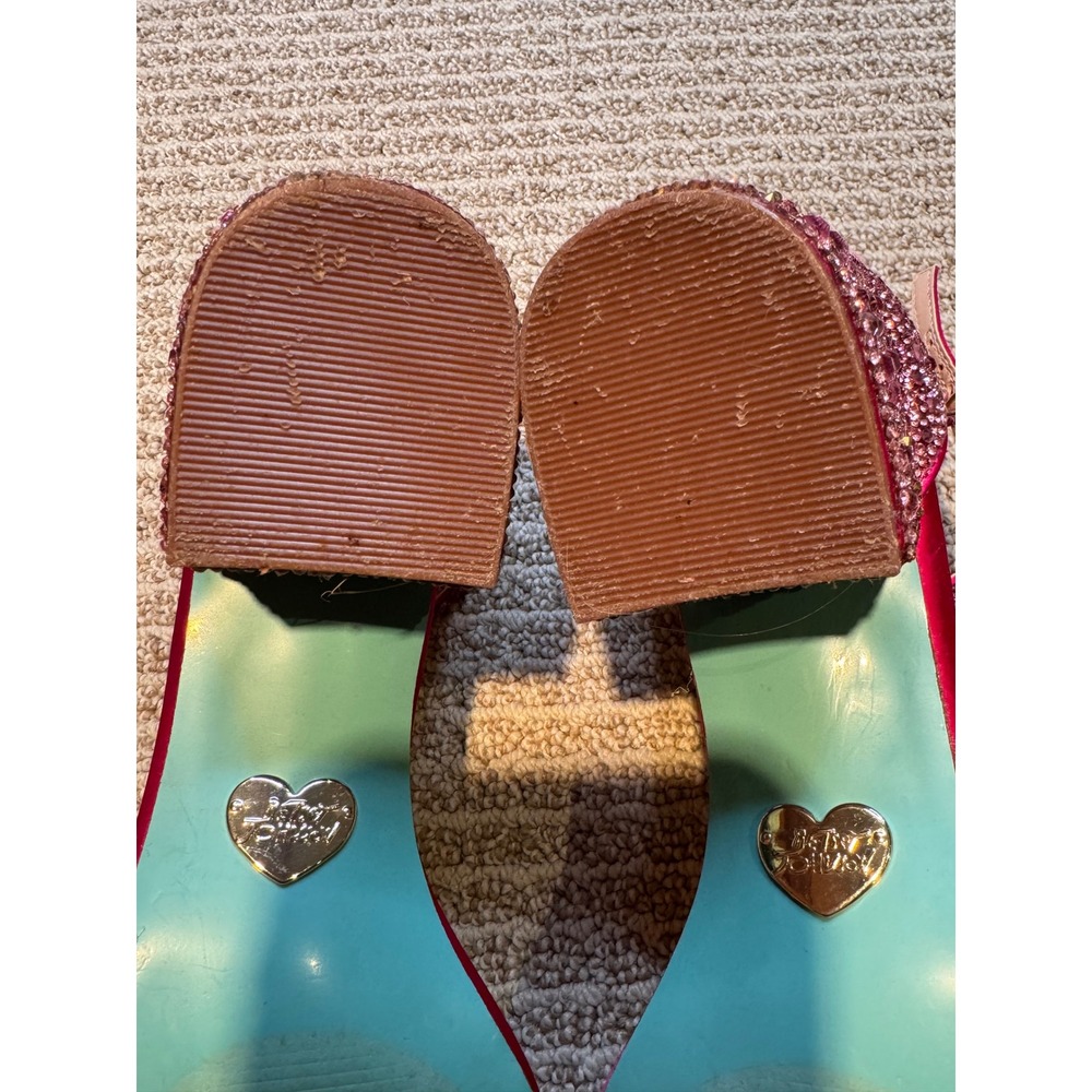 Betsey Johnson SB-MARI Fuchsia Pink Satin Rhinestone Block Heel Sandals Size 8.5 - Picture 13 of 13
